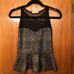 Black Sheer and Sliver Peplum